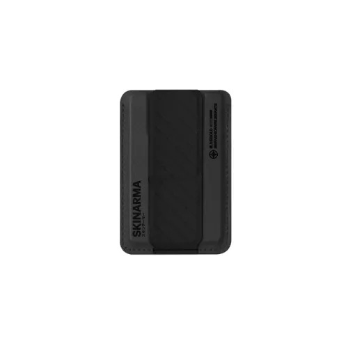 SkinArma Kado Mag-Charge Card Holder With Grip Stand - Black/Black