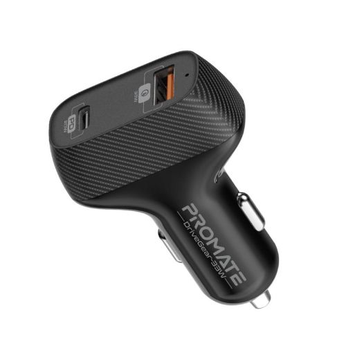 PROMATE DriveGear-33w High Speed Dual USB Car Charger - Black