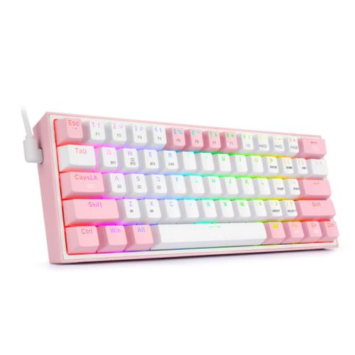 Redragon K616 FIZZ Pro 3 Modes Mechanical Gaming Keyboard White & Pink  - Dust-proof Red Switch