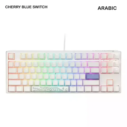 Ducky One 3 Classic pure White Tkl Hot-swap Rgb 80% Mechanical Keyboard Cherry Blue Switch - English/arabic