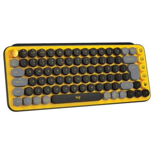 Logitech POP Keys Wireless Mechanical Emoji Keyboard, English- Blast Yellow