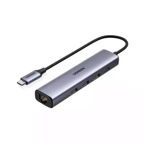 Ugreen Multifunctional Adapter Hub Usb Type C - 3 X Usb / Ethernet Rj-45 / Usb Type C Pd Gray (Cm475)