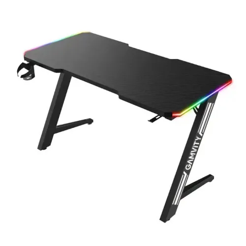 Gamvity Z-shaped (140x60x73)cm Gaming E-sports Desk With Led Rgb Light - Black Zp3-1400