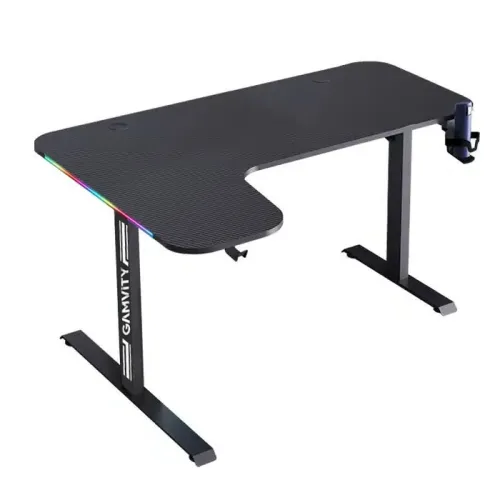 Gamvity Gaming L Shaped Rgb Gaming Desk 160x(60-100*)x75cm - Left Corner - Black LS2-1600