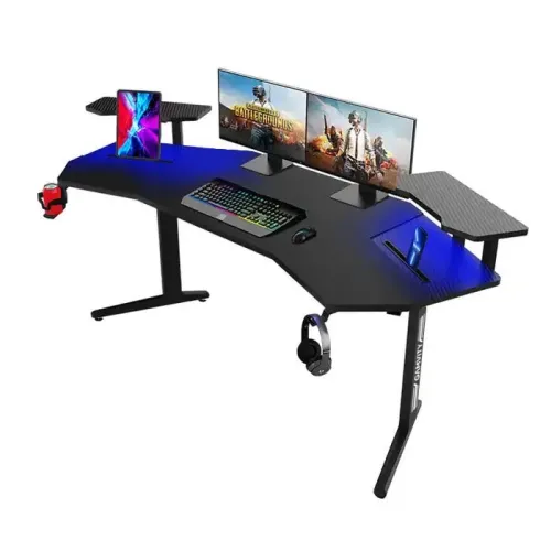 Gamvity Rgb Gaming Desk Corner E-sports Computer Gaming Desk (187x64x75cm) - Black Mt2