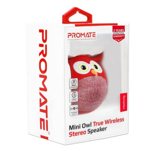 Promate Hedwig Mini Owl True Wireless Stereo Speaker - Red