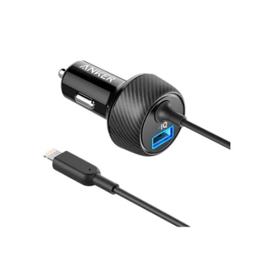 Anker PowerDrive 2 Elite Car Charger With Lightning Connector - Black