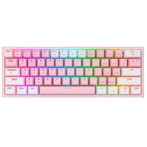 Redragon K616 FIZZ Pro 3 Modes Mechanical Gaming Keyboard Pink & White- Dust-proof Red Switch