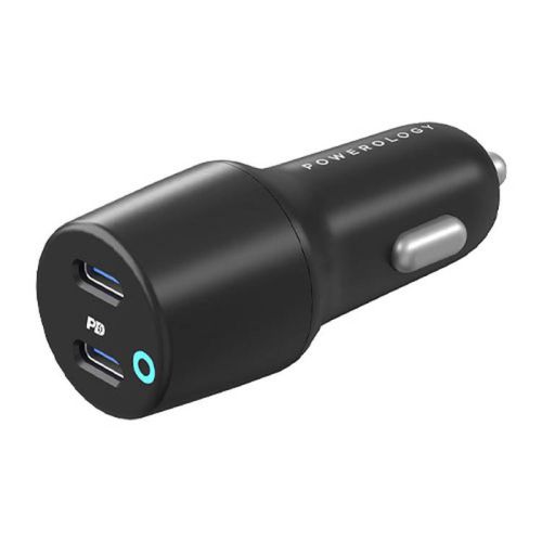 Powerology Dual Port LED Car Charger PD 45W - Black