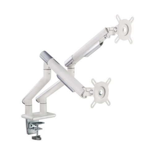 Gadgeton Dual Monitor Arm, Stand And Mount For Gaming And Office Use, 17" - 32" - White