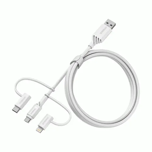 OtterBox 3 In 1 USB Cable USB A To Micro/Lightning/USB C Cable - White - 1m