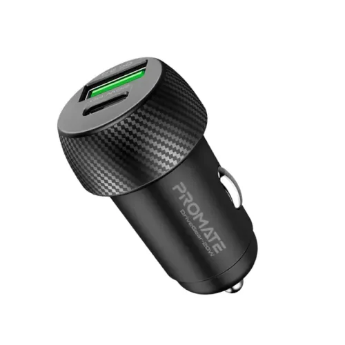 Promate DriveGear-20W Quick Charging Mini Car Charger - Black