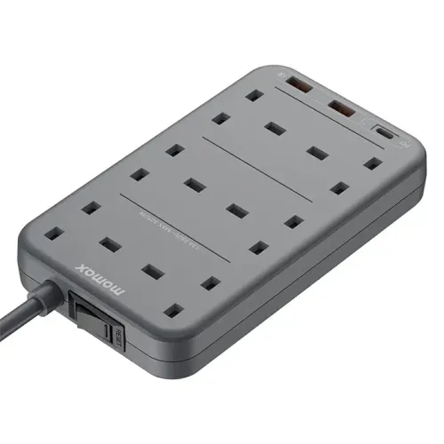 Momax ONEPLUG 6-OutLet Power Strip With USB (US12UK) - Space Grey