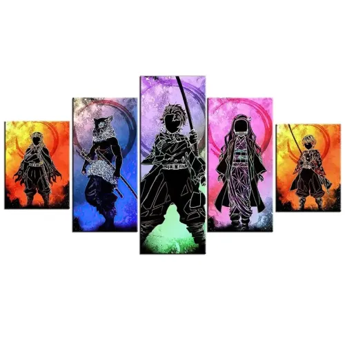 Anime Demon Slayer 5 Piece Wall Painting Canvas Art Poster - WLL-DMN-SLR