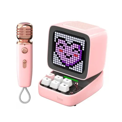 Divoom Ditoo-Mic Retro Pixel Art Portable Bluetooth Speaker With Microphone Karaoke Function - Pink