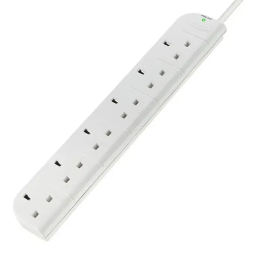 Belkin 6 Sockets Surge Protected Extension - 1m Cable - White