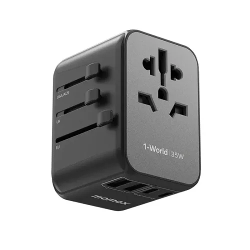 Momax 1-World PD35W 5 ports + AC Travel Adapter - Black