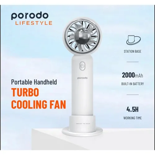 Porodo Lifestyle Portable Handheld Turbo Cooling Fan 5w 2000mah