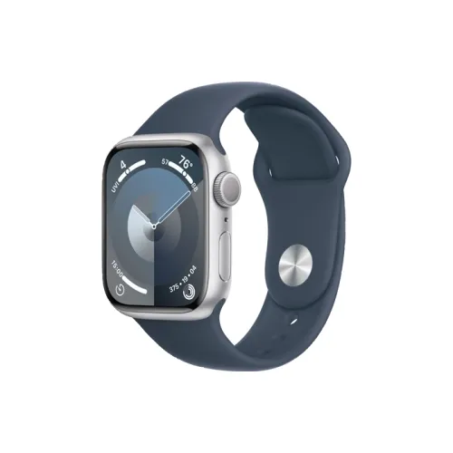 Apple Watch Series 9 Gps 41mm Silver Aluminium Case With Storm Blue Sport Band - M/l