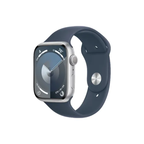 Apple Watch Series 9 Gps 45mm Silver Aluminium Case With Storm Blue Sport Band - M/l