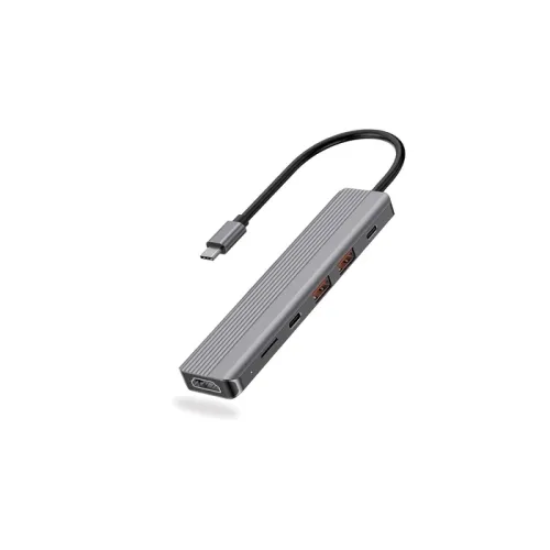 Powerology 6-in-1 Slim 4k Hdmi Usb-c Hub