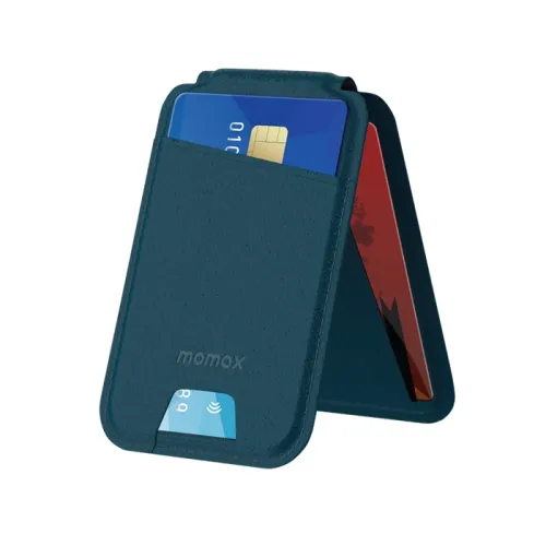 Momax 1-wallet Magnetic Card Holder With Stand - Blue