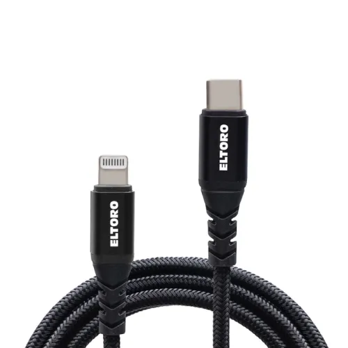 Eltoro Kevlar Cable Usb-c To Lightning 1m With Nylon Pp Yarn Jacket - Black