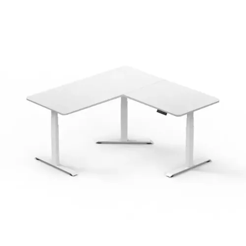 Gamvity L Shape Standing Ergonomic 3 Legs Stand Up Modern Furniture Table Electric Height Adjustable Desk(1000x1750mm) - White