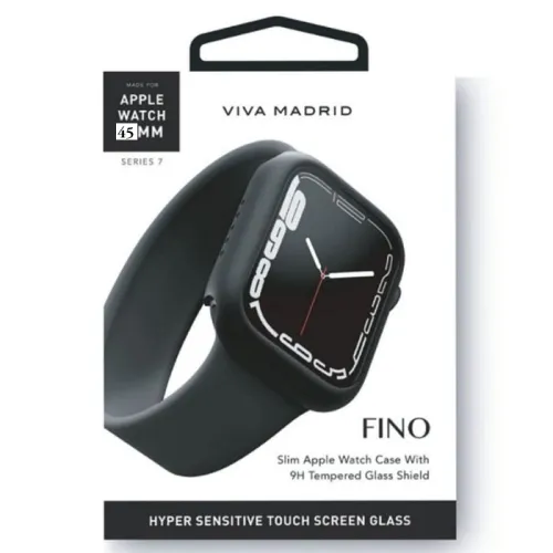 Viva Madrid Fino Slim Screen Case With Glass Sheild For Apple Watch 45mm - Black