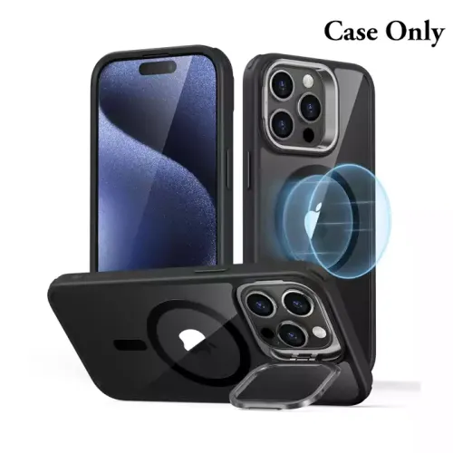 Esr Iphone 15 Pro Classic Hybrid Case With Stash Stand Set (Halolock) - Clear Black