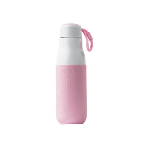 Eltoro Stainless Steel Bottle 500ml White With Pink Sleeve - White/pink