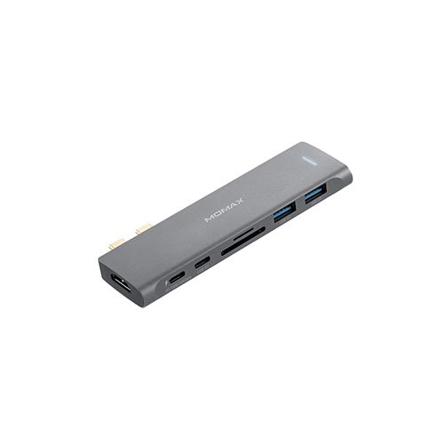 MOMAX ONELINK DUAL USB-C HUB(DH12) 7IN 1 - DARK GREY