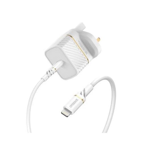 OTTERBOX WALL CHARGING KIT WALL CHARGER + LIGHTNING TO USB-C CABLE - WHITE