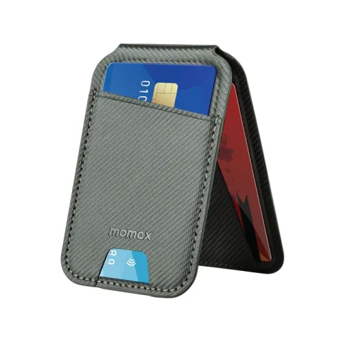 Momax 1-wallet Magnetic Card Holder With Stand - Grey