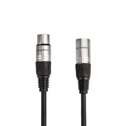 Amazon Basics 2-pack Xlr Microphone Cable Male To Female For Speaker Or Pa System, All Copper Conductors, 6mm Pvc Jacket, 15 Ft - Black