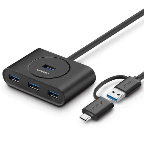 Ugreen 4 Port Usb 3.0 Hub With Type-c Adapter 1m - Black