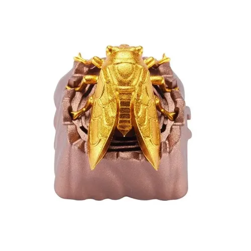 ZomoPlus Customized 3D GOLDEN CICADA Cherry MX Switches And Clones, Game And Movie Theme Metal Keycap With CNC Engraving (1u Size) For Mechanical Gaming Keyboard - Golden