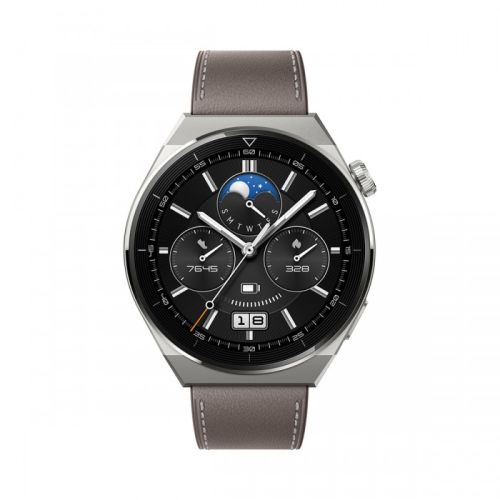 Huawei Watch GT3 Pro ODIN-B19V Smartwatch - Gray Leather Strap 46mm