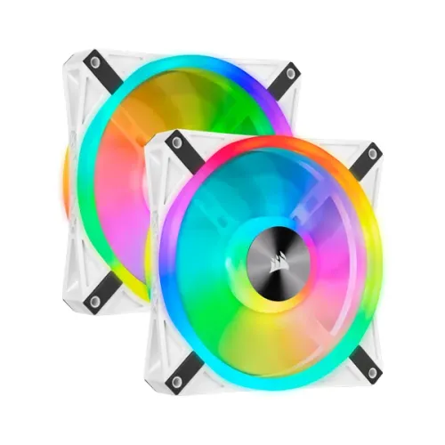 Corsir iCUE QL140 RGB PWM White Fan — Dual Fan Kit with Lighting Node CORE