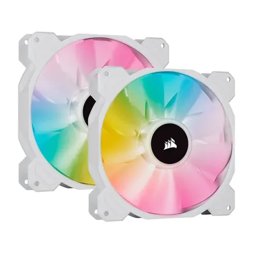 Corsair iCUE SP140 RGB ELITE Performance 140mm White PWM Fan - Dual Fan Kit with Lighting Node CORE