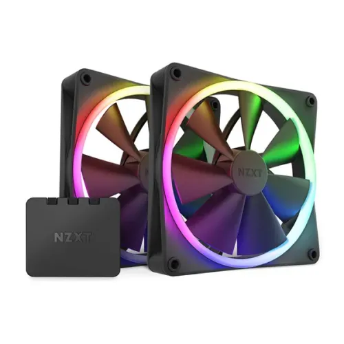 NZXT F140 RGB Twin Pack 2 x 140mm RGB Case Fans & Controller - Black