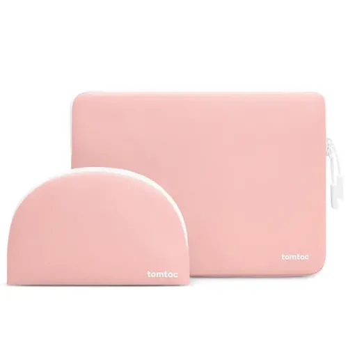 Tomtoc Lady Laptop Sleeve With Shell Pouch For 13-Inch MacBook Pro/Air - Pink