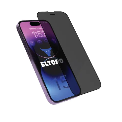 Eltoro Double Strong CF Screen Protector for iPhone 15 - Privacy/Black