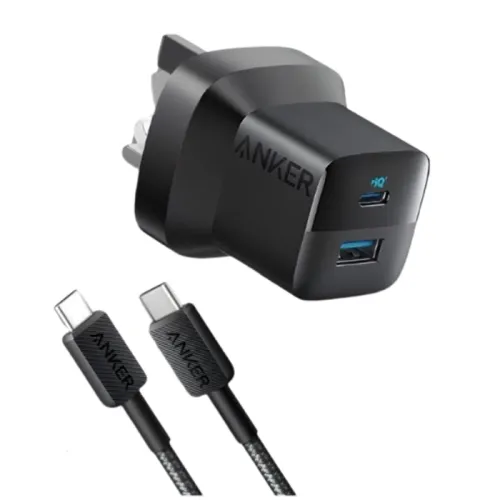 Anker 323 Charger with 322 USB-C to USB-C Cable (33W , 3ft) -Black