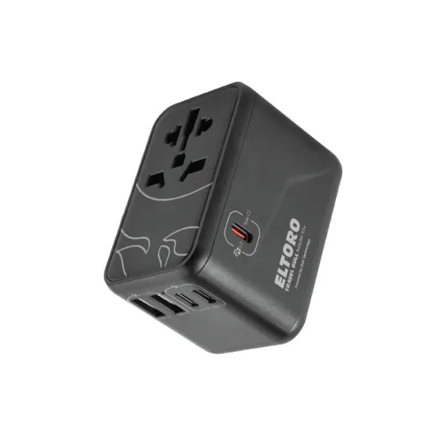 Eltoro 65W Travel Bull Adapter PD GaN Tech USB-A 2 Ports/USB-C 3 Ports - Black