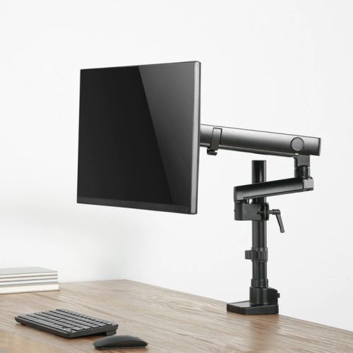 Twisted Minds Single Monitor Aluminum Pole-Mounted Spring Assisted Monitor Arm-Black