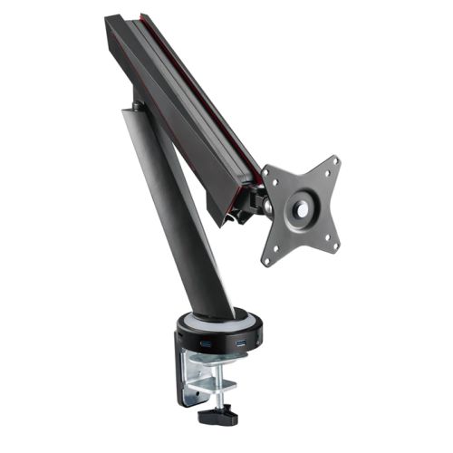 Twisted Minds Single Monitor Arm With USB/Audio/Mic Ports - Black - TM-39-C06U