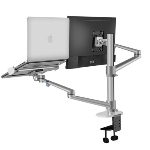 UPERGO OLL-3L Aluminum 2 in 1 Monitor Arm, Laptop Stand 17" - 27", Each Arm upto 6 KG - Silver