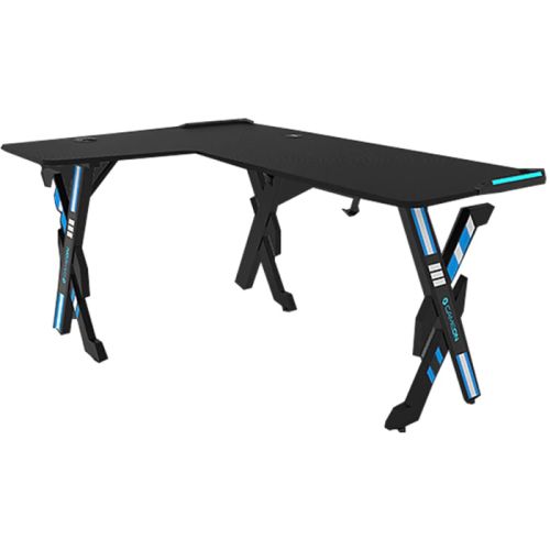 Gameon Elite Series L-Shaped Gaming Desk With USB powered LED Lightning (160 CM X 100 CM x 60CM ) Black