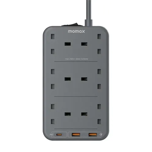 Momax ONEPLUG 6-OutLet Power Strip With USB (US12UK) - Space Grey